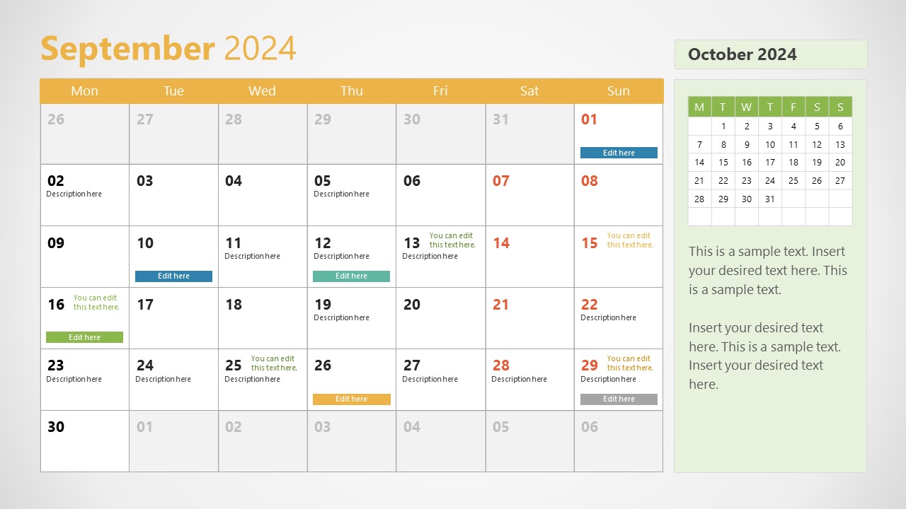 2024 Calendar PowerPoint Template & Presentation Slides