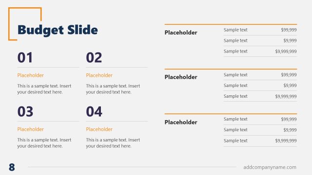 Budget Slide for Formal Business Presentation