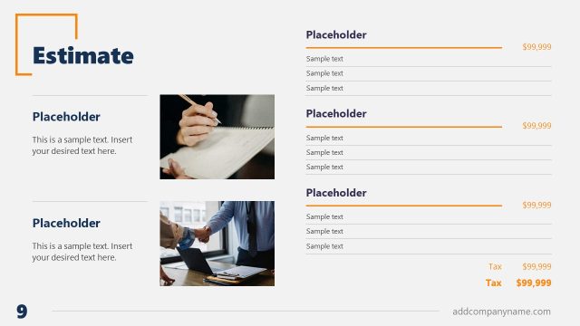 Budget Estimate Slide – Formal Template