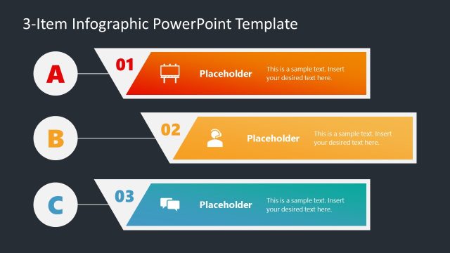 Editable 3-Item Template Diagram with Dark Background