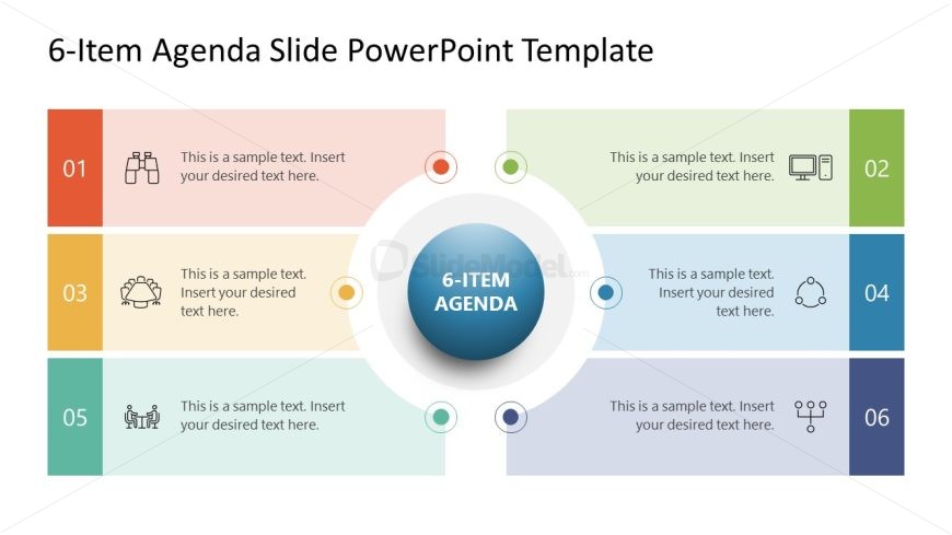PPT 6-Item Agenda Presentation Creative Slide