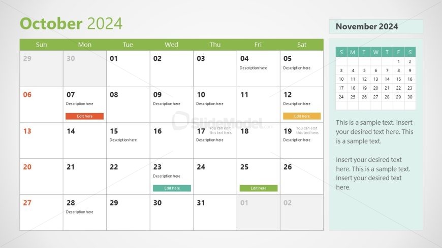 2024 Calendar PPT Presentation Slide