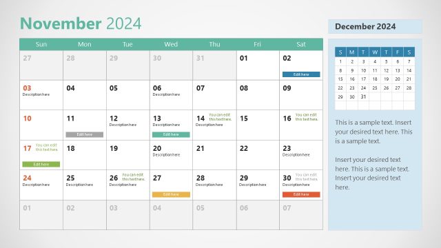 2024 Calendar Presentation Slide – Month of November