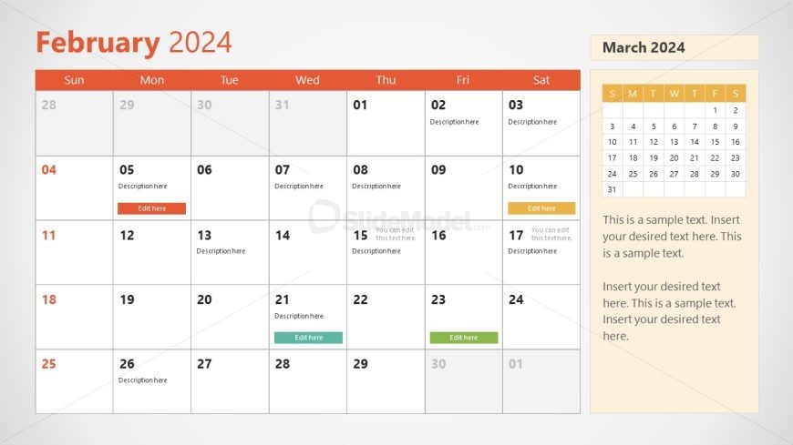 Editable 2024 Calendar PPT Template 