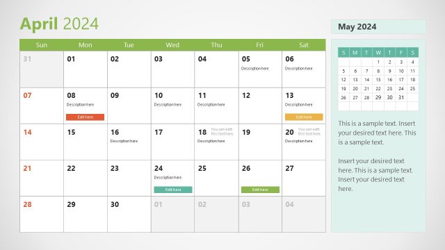 2024 Calendar PPT Presentation Template