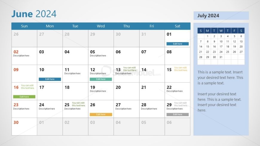 2024 Calendar June Slide for Presentation