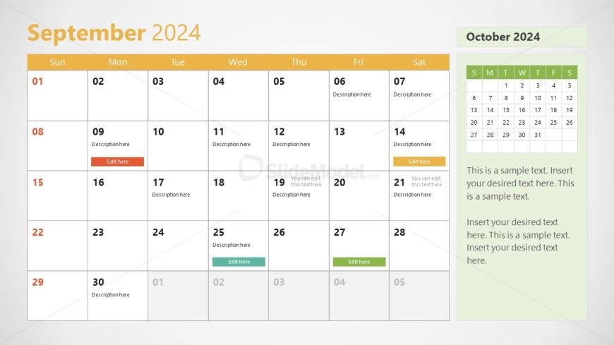 2024 Calendar Slide for September 