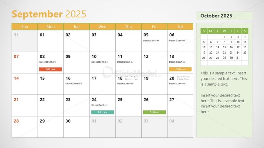 2025 Calendar PowerPoint Slide Template 