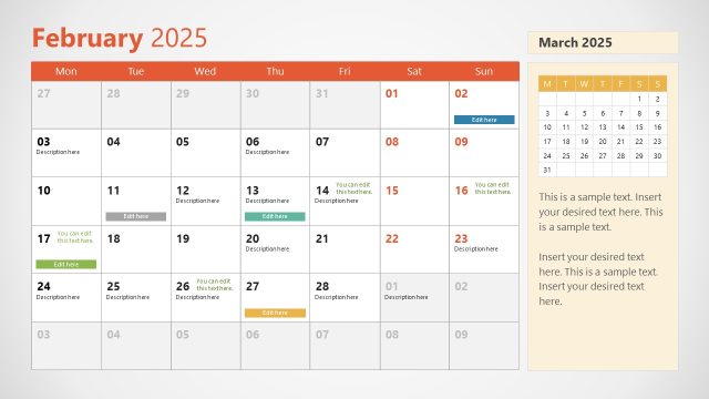 February Slide – 2025 Calendar Slide