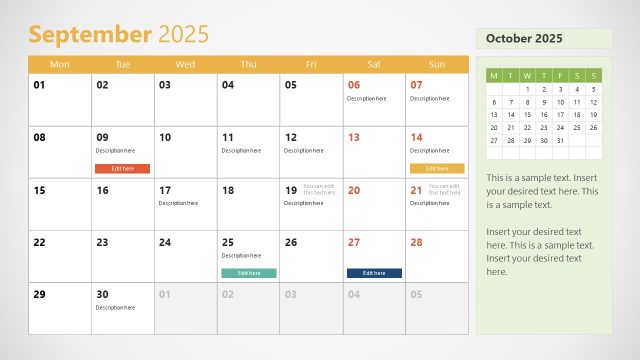 Month of September Slide PowerPoint Template