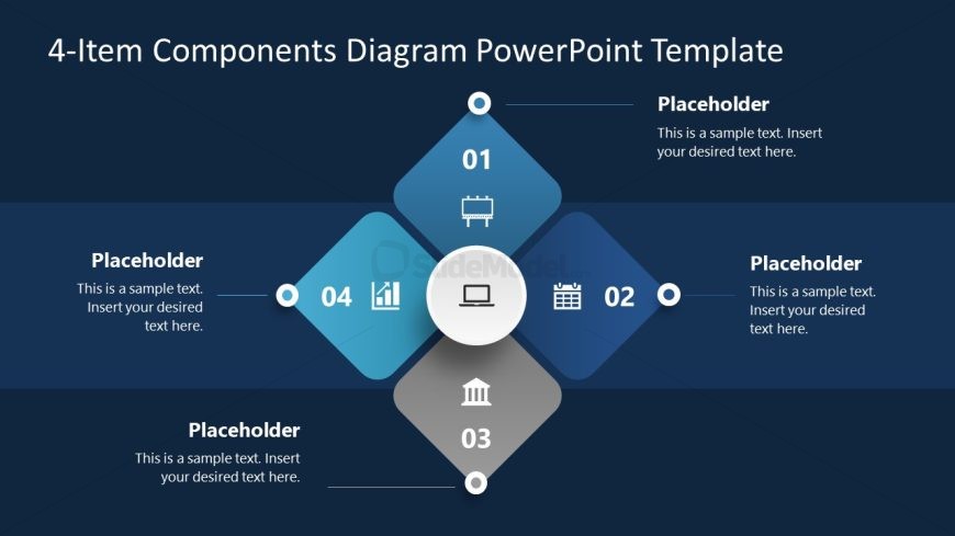 4-Item Components Diagram Template Slide with Dark Background