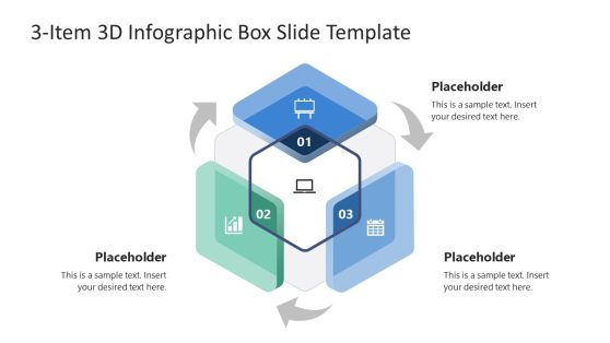 3-Item 3D Infographic Box PowerPoint Template
