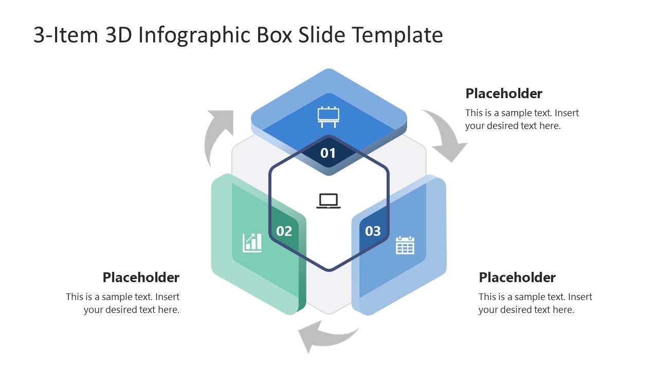 PPT Slide Template with 3D Box Infographic