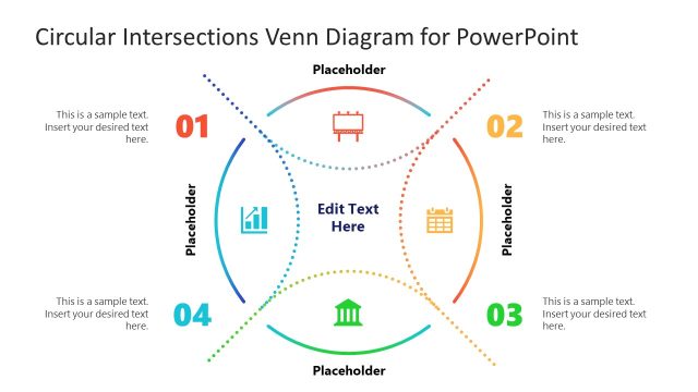 PPT Slide Template with Circular Intersections Venn Diagram