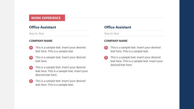 Work Experience Slide – Office Assistant Resume Template