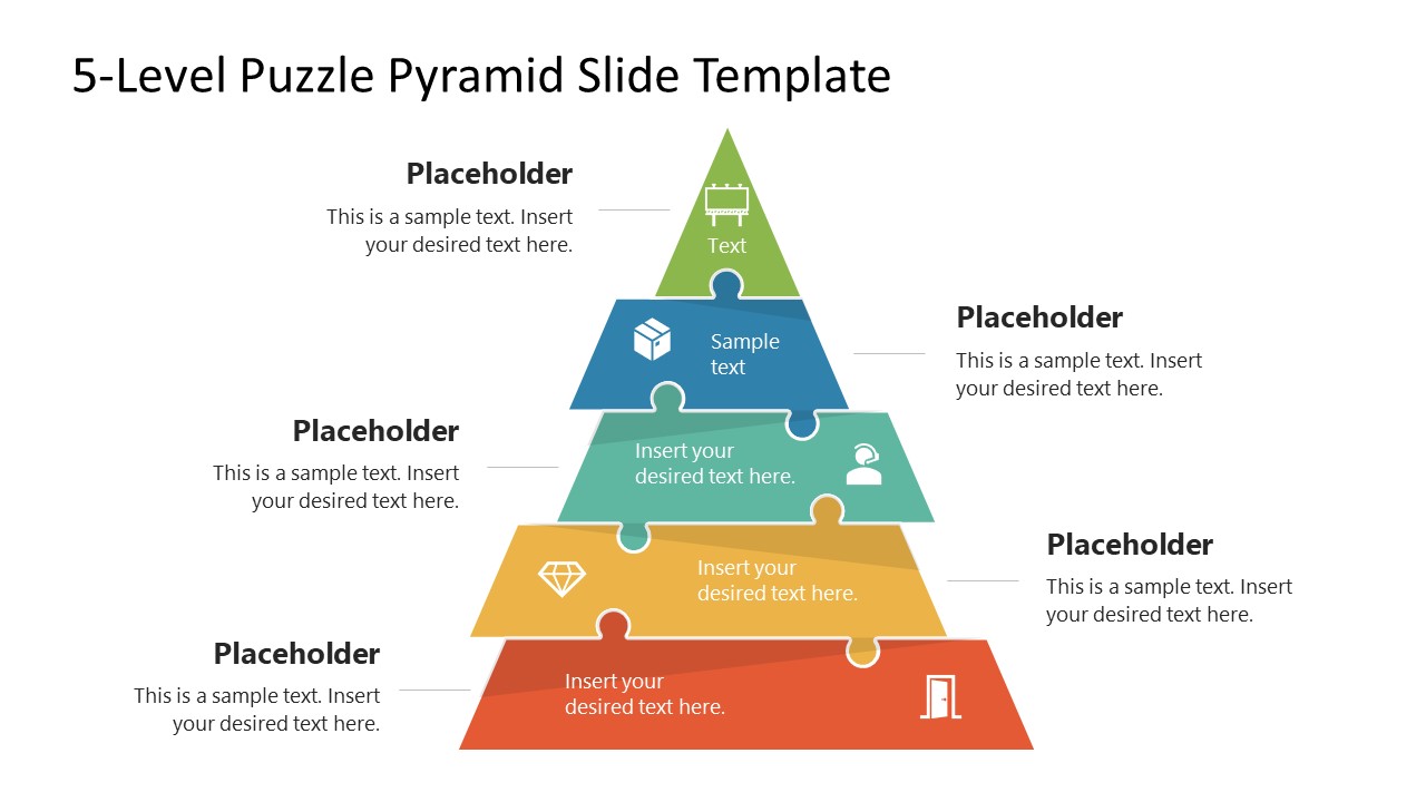 PPT Pyramid Diagram with 5 Components