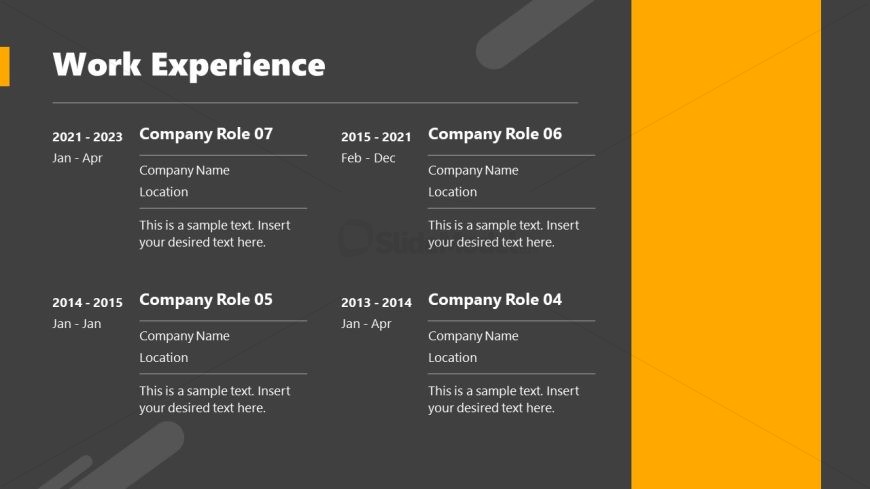 Work Experience Resume PowerPoint Slide