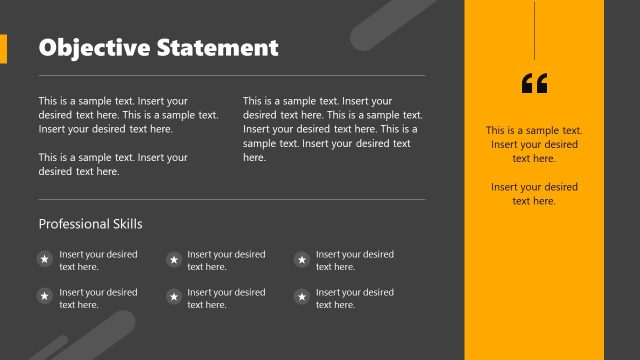Objective Statement Slide with Dark Background – Resume Template