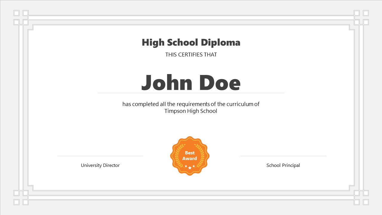 PPT Template for High School Diploma Certification