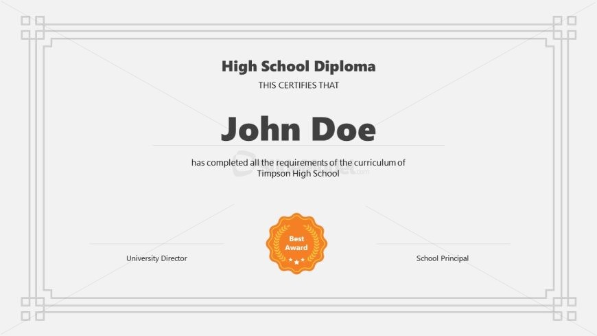 High School Diploma Certification PowerPoint Template 