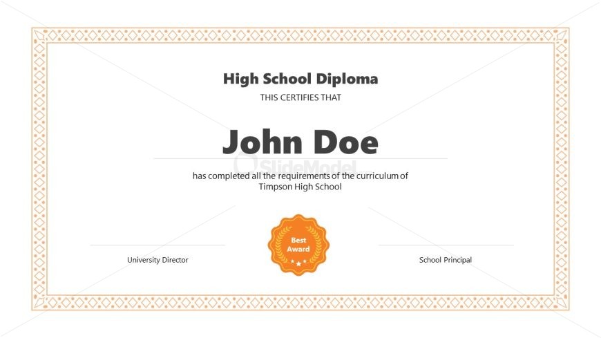 PPT Certification Template for High School Diploma