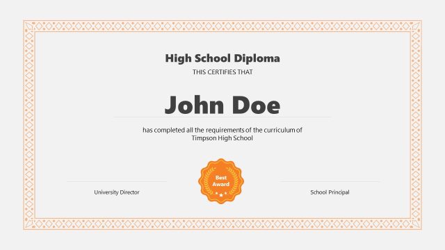 PowerPoint Template for High School Diploma Certification