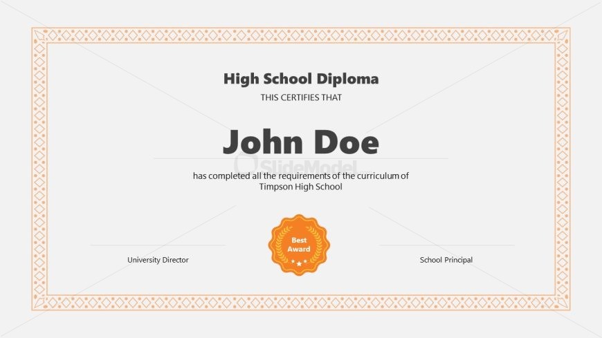 Editable Certification Template for High School Diploma