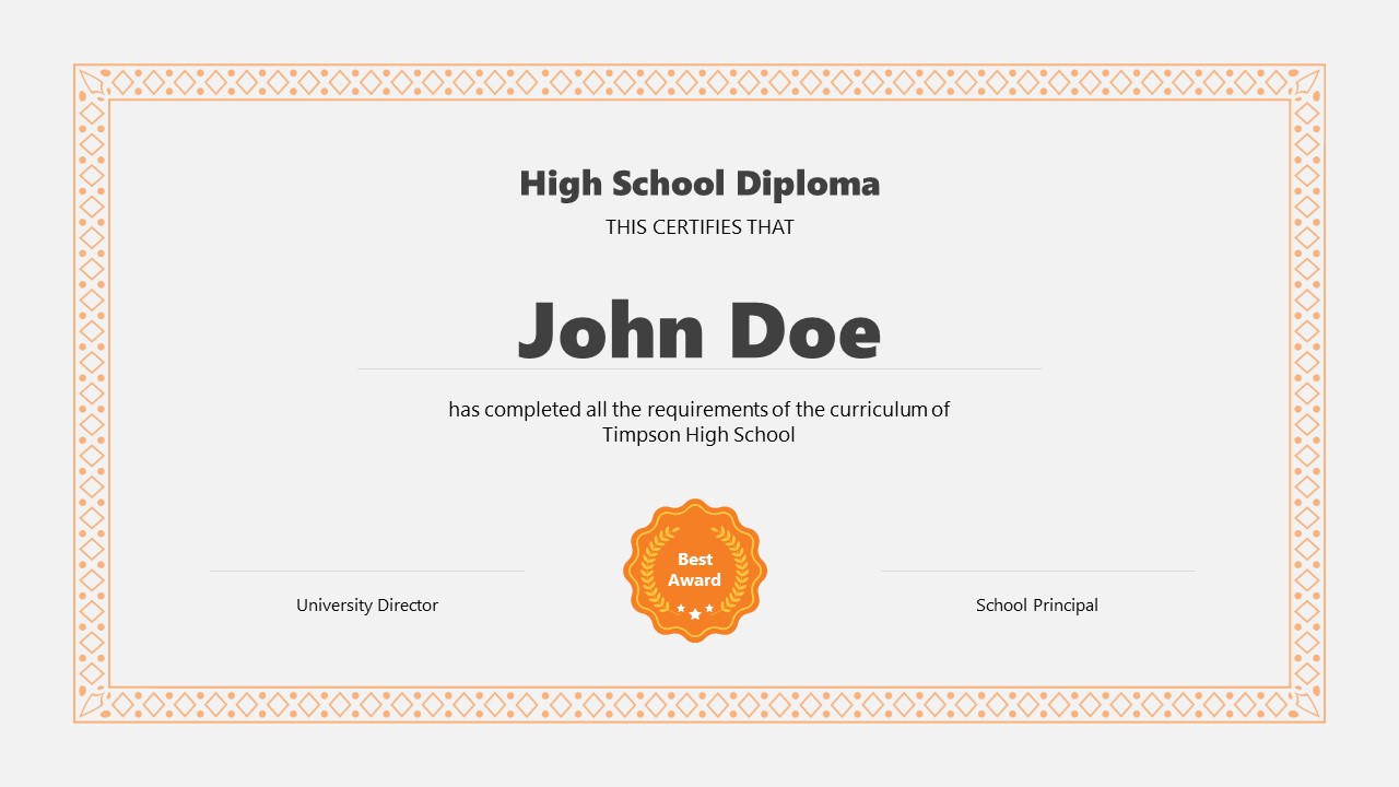 High School Diploma Template for PowerPoint