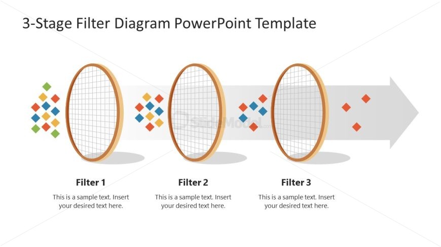 PPT 3-Stage Filter Process Diagram Template for Presentation