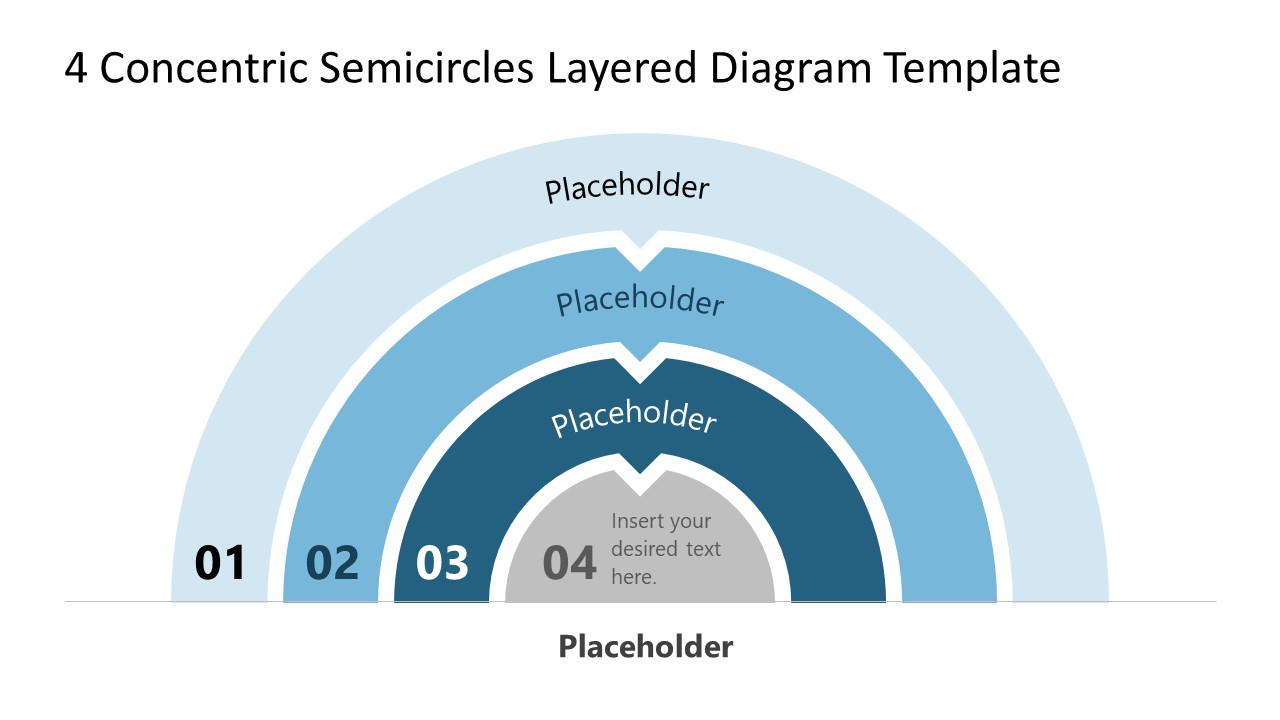 4 Concentric Semicircles Layered Diagram PPT Slide