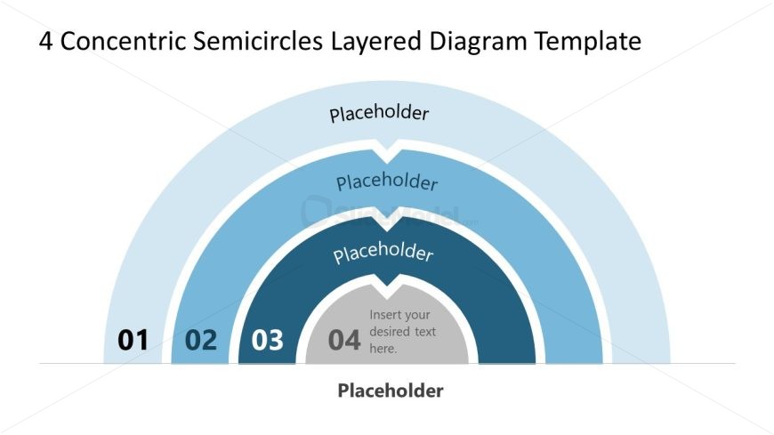 4 Concentric Semicircles Diagram Slide Template 