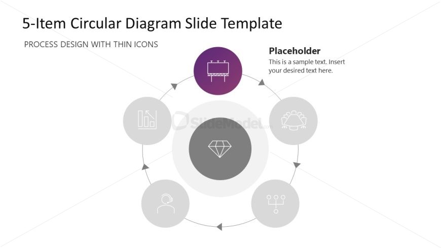 PowerPoint Template for 5-Item Thin Icons Process Diagram Presentation
