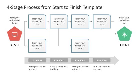 4-Stage Process From Start to Finish PowerPoint Template