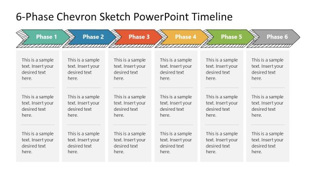 Customizable Chevron Sketch PowerPoint Timeline Slide