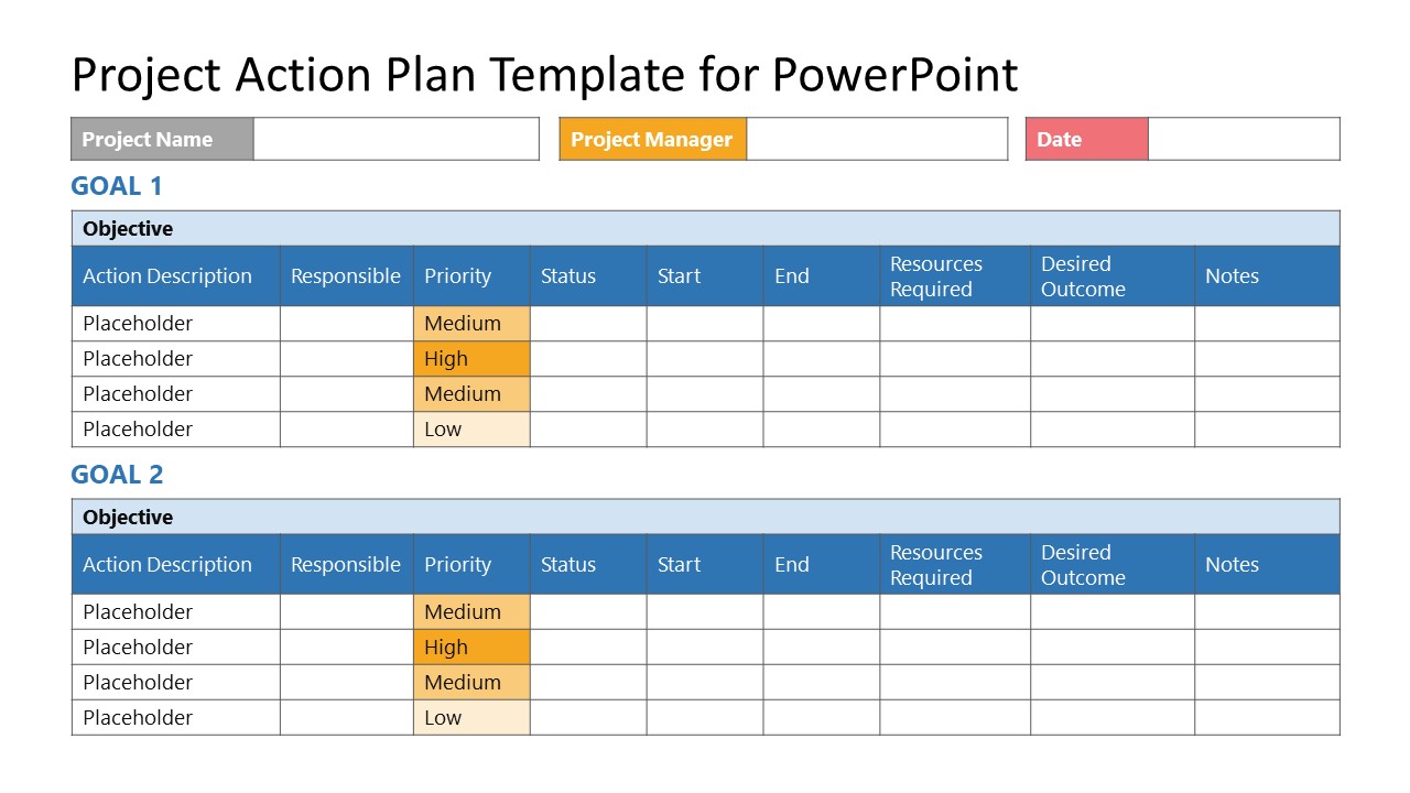 Editable Project Plan Slide Template