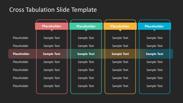 Cross Tabulation PPT Template with Dark Background