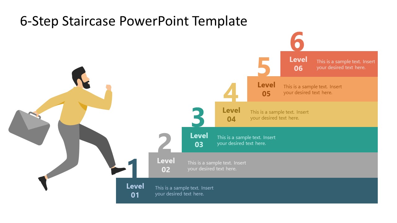 6-Step Staircase PowerPoint Slide 