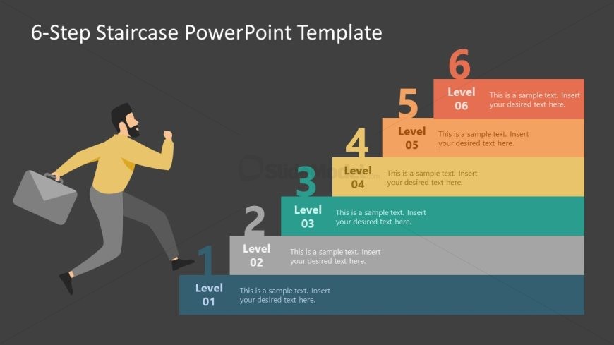 Customizable 6-Step Staircase PPT Template