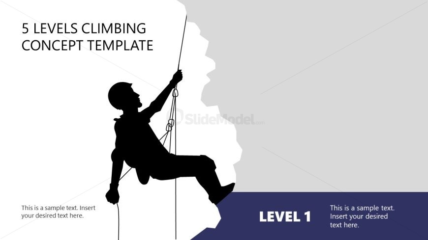 PowerPoint Template Slide for 5 Levels Climbing Concept 