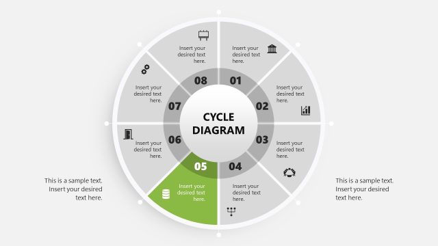 Editable 8 Items Circular Diagram Slide with Green Highlight