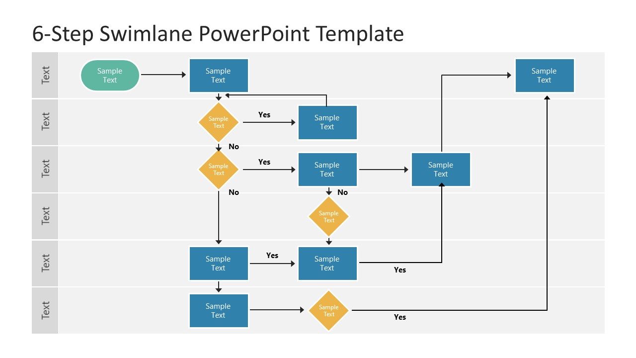 Editable 6 Step Swimlane PPT Template SlideModel Editable 6 Step Swimlane PPT Template SlideModel