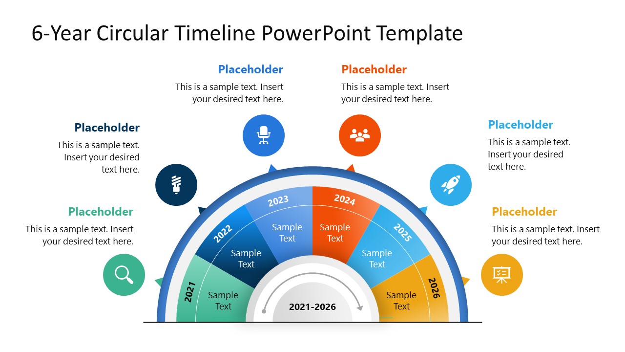 PPT Template for 6-Year Circular Timeline Presentation 