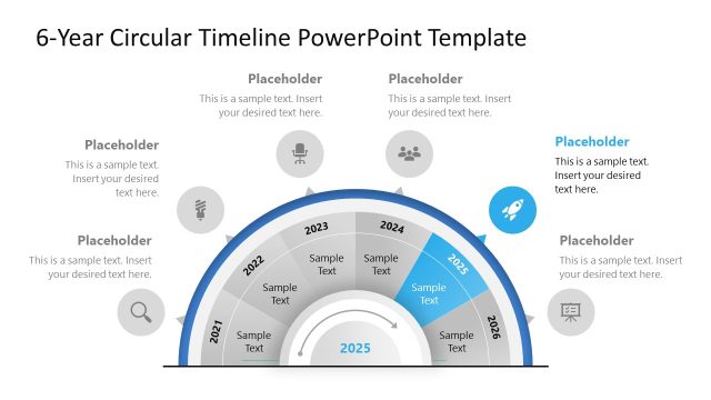 6-Year Circular Timeline Template for PowerPoint