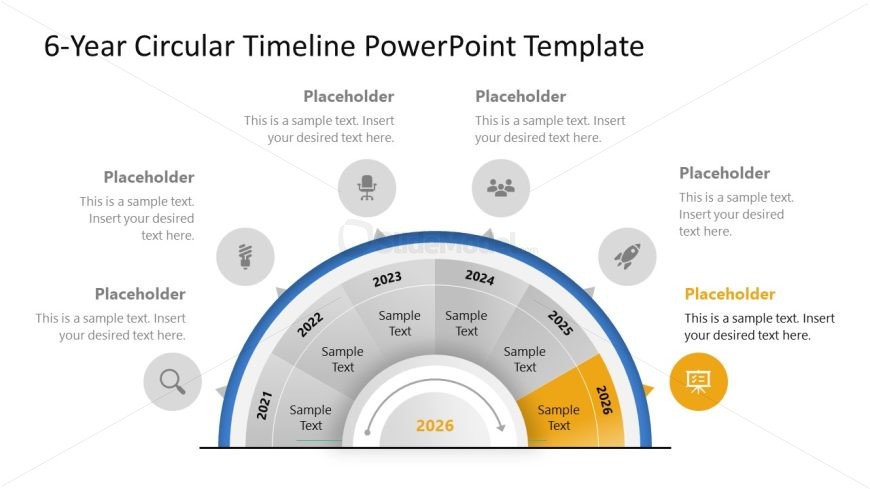 6-Year Circular Timeline PowerPoint Slide