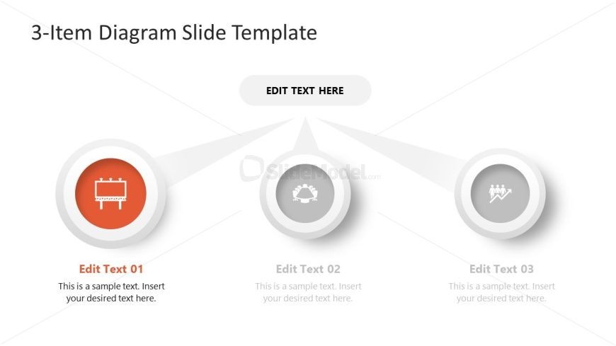 PowerPoint Template for 3-Item Diagram Presentation 