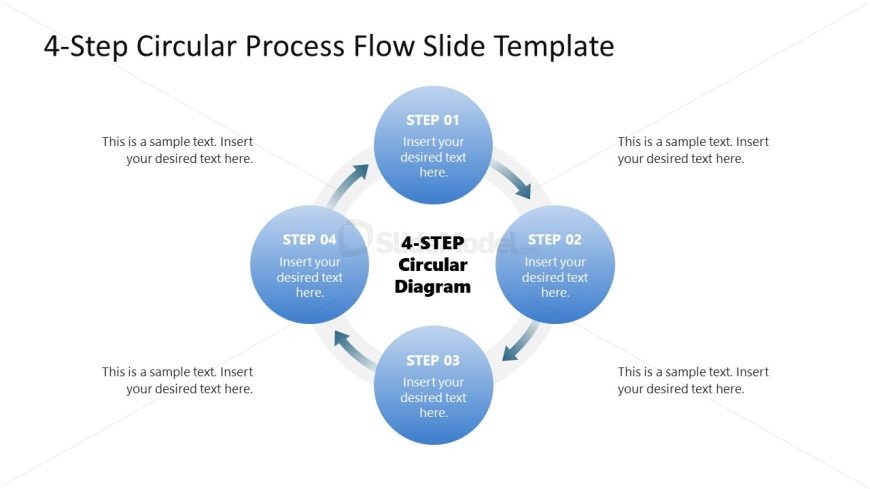 Customizable 4-Item Circular Process Flow with Arrows Presentation Template