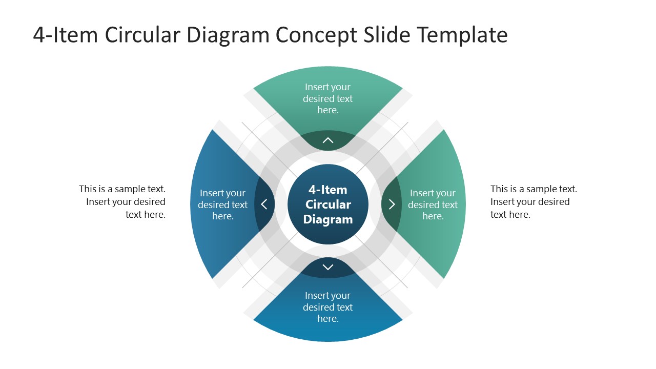 4-Item Main Idea Circular Diagram Concept Template for PowerPoint 