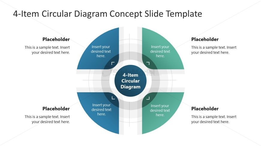 4-Item Main Idea Circular Diagram PPT Template