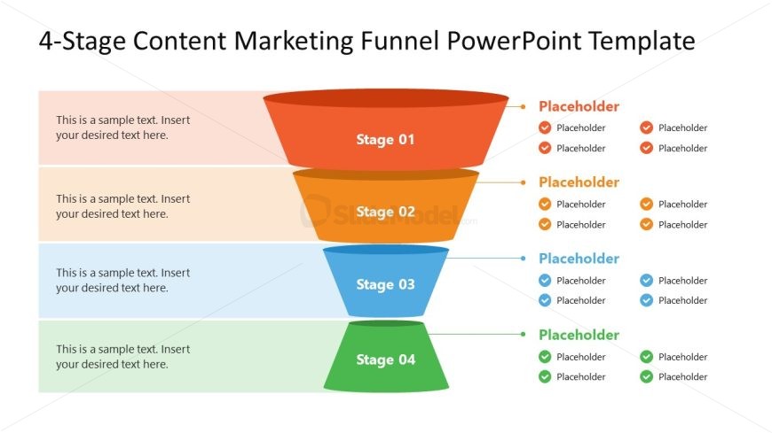 Editable 4-Stage Content Marketing Funnel Slide