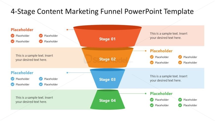 Customizable 4-Stage Content Marketing Funnel Slide